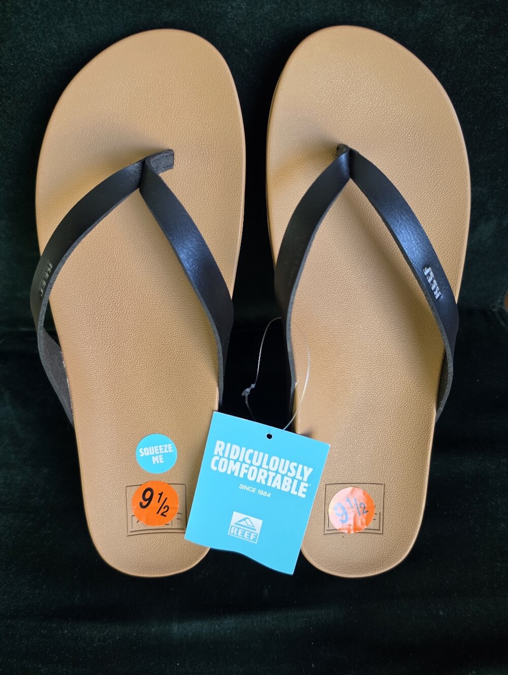 Reef Cushion Court Black flip flops 9.5